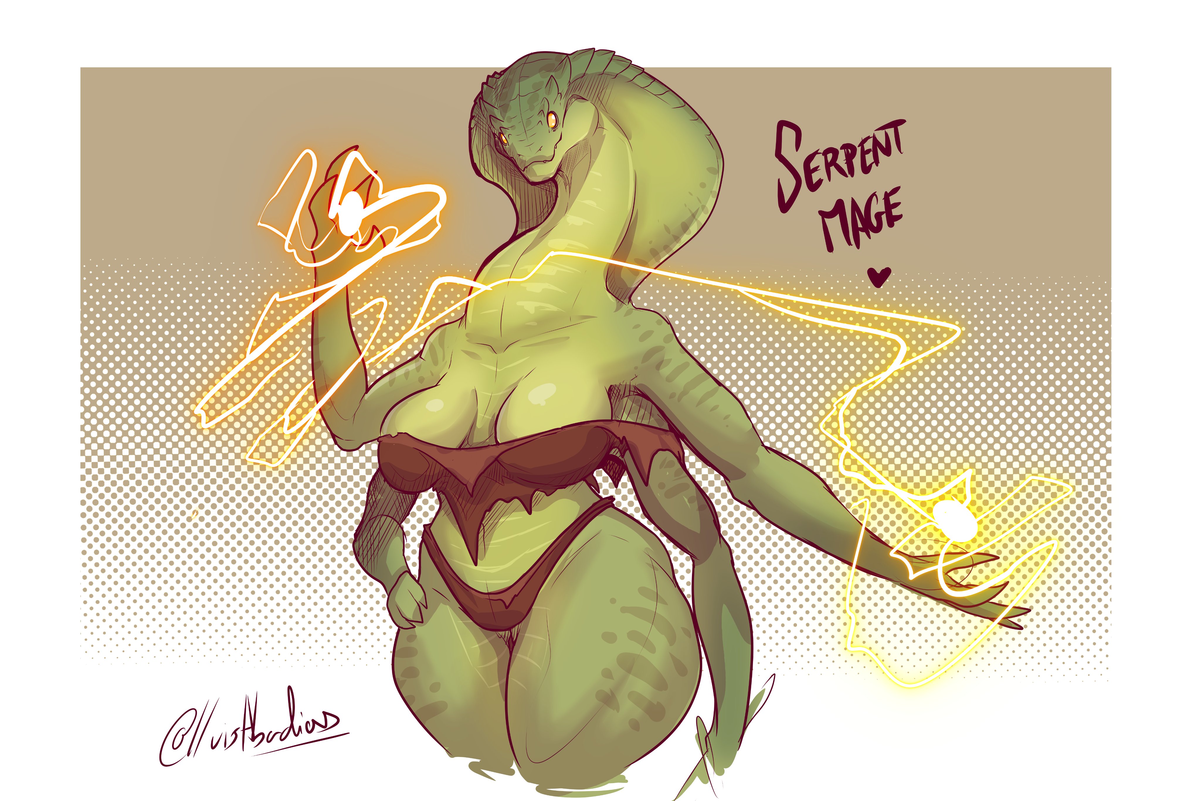 2025, 4 arms, absurd res, anthro, big breasts, breasts, clothed, clothing, dark souls, female, fromsoftware, front view, green body, green scales, hi res, lluisabadias, long neck, magic user, manserpent, multi arm, multi limb, non-mammal breasts, reptile, scales, scalie, serpent mage, skimpy, snake, snake hood, solo, thick thighs, topwear, underwear, wide hips