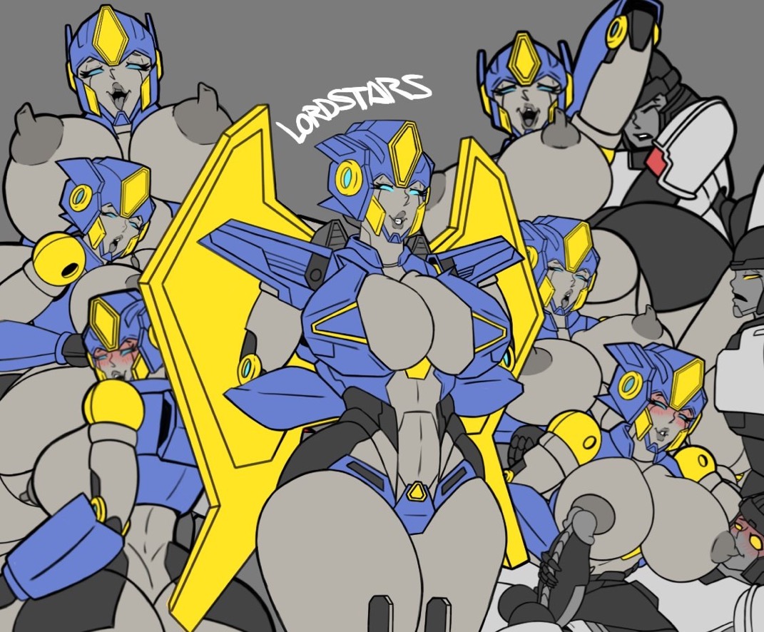 1boy, big ass, big penis, blush, breasts, breasts out, d-16, female, handjob, lordstars, male, megatron, penis, pussy, rule 63, sentinel prime, sexy pose, straight, sucking tits, thicc thighs, transformers, transformers one