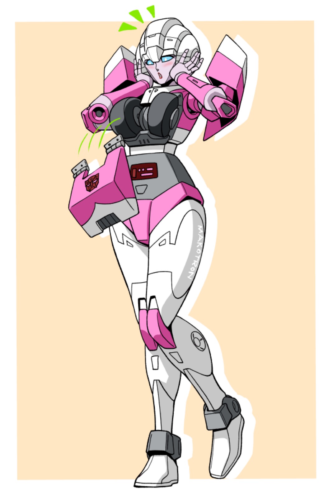 1girls, 2d, arcee, arcee (g1), artist request, blush, breast plate removed, breasts, breasts out, color, embarrassed, female, female only, hasbro, humor, humor porn, humorous, joke, joke art, meme, robot, robot girl, solo, solo female, solo focus, tagme (artist), transformers, transformers g1