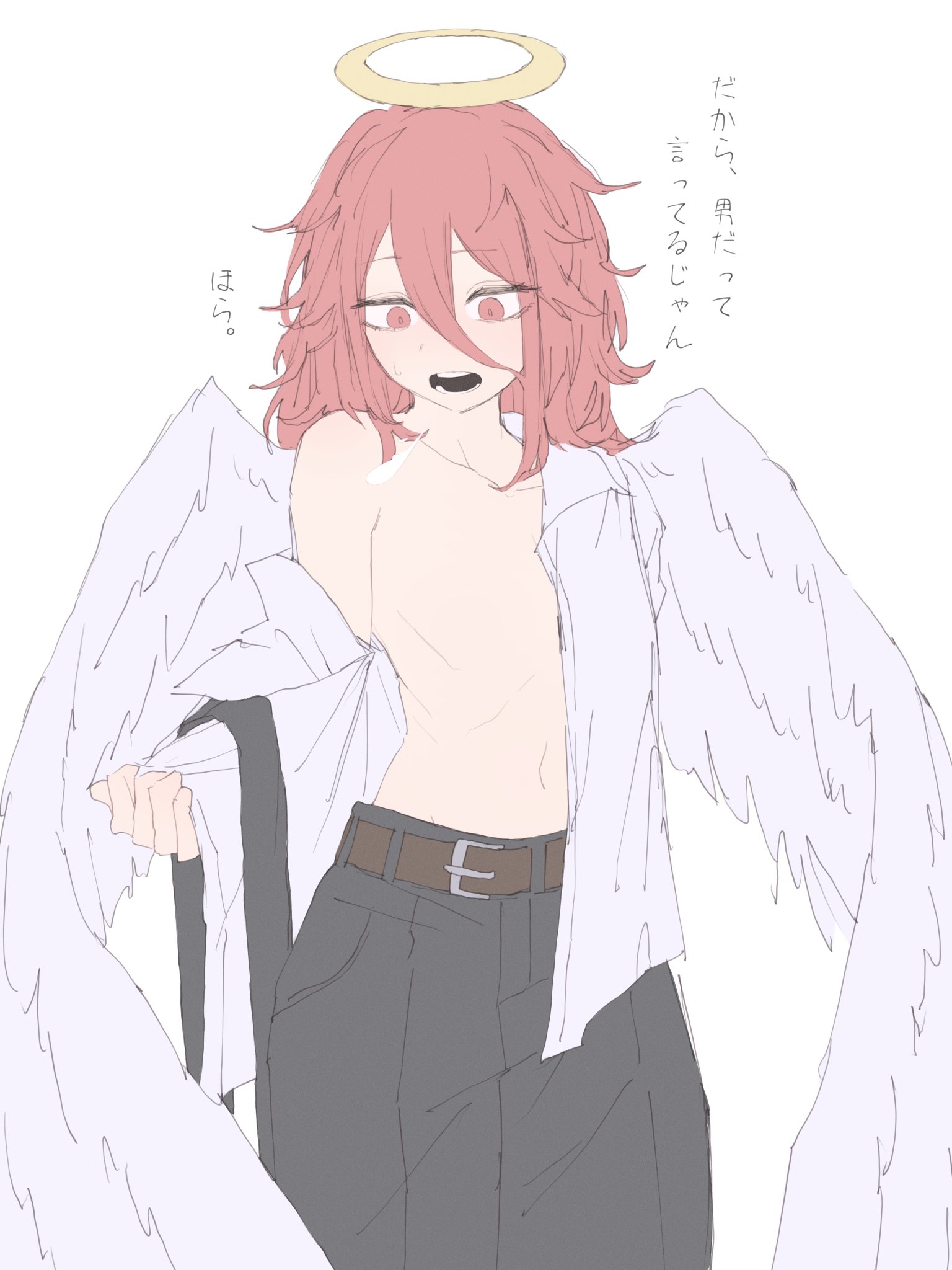 1boy, 1femboy, angel, angel devil (chainsaw man), angel wings, chainsaw man, femboy, male, male only