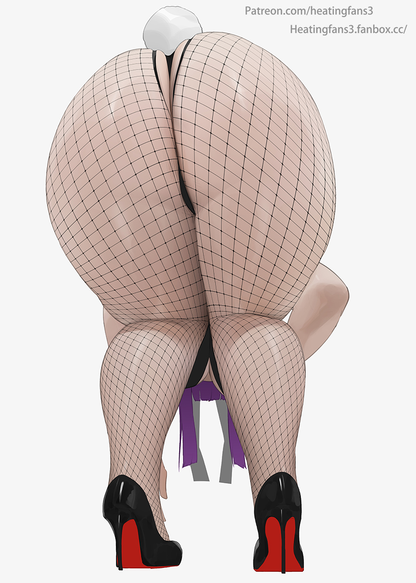 1girls, ass, bent over, big ass, bubble butt, bunny tail, bunnysuit, chubby, curvy, fake tail, fat ass, female, female only, fern (sousou no frieren), fishnets, high heels, huge ass, large ass, leotard, mmmmmkun, playboy bunny, purple hair, rabbit tail, solo, solo female, sousou no frieren, thick, thick thighs, thong leotard, voluptuous, wide hips