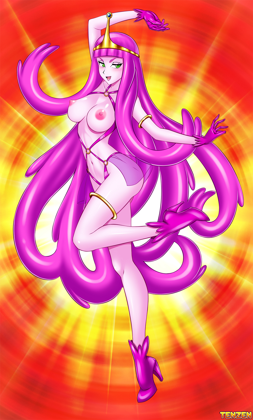 adventure_time areolae boots breasts female female_only full-length_portrait full_length high_heel_boots high_heels highres monster_girl nipples princess_bubblegum solo standing tenzen