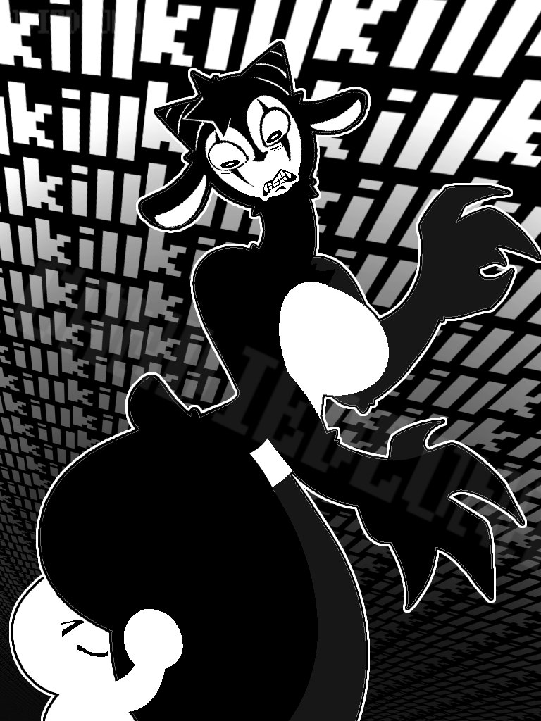 ass, black fur, content, face against ass, female, furry, goat (candiedlooney), goat (lunal3wd), goat girl, lunal3wd, monster girl, shocked