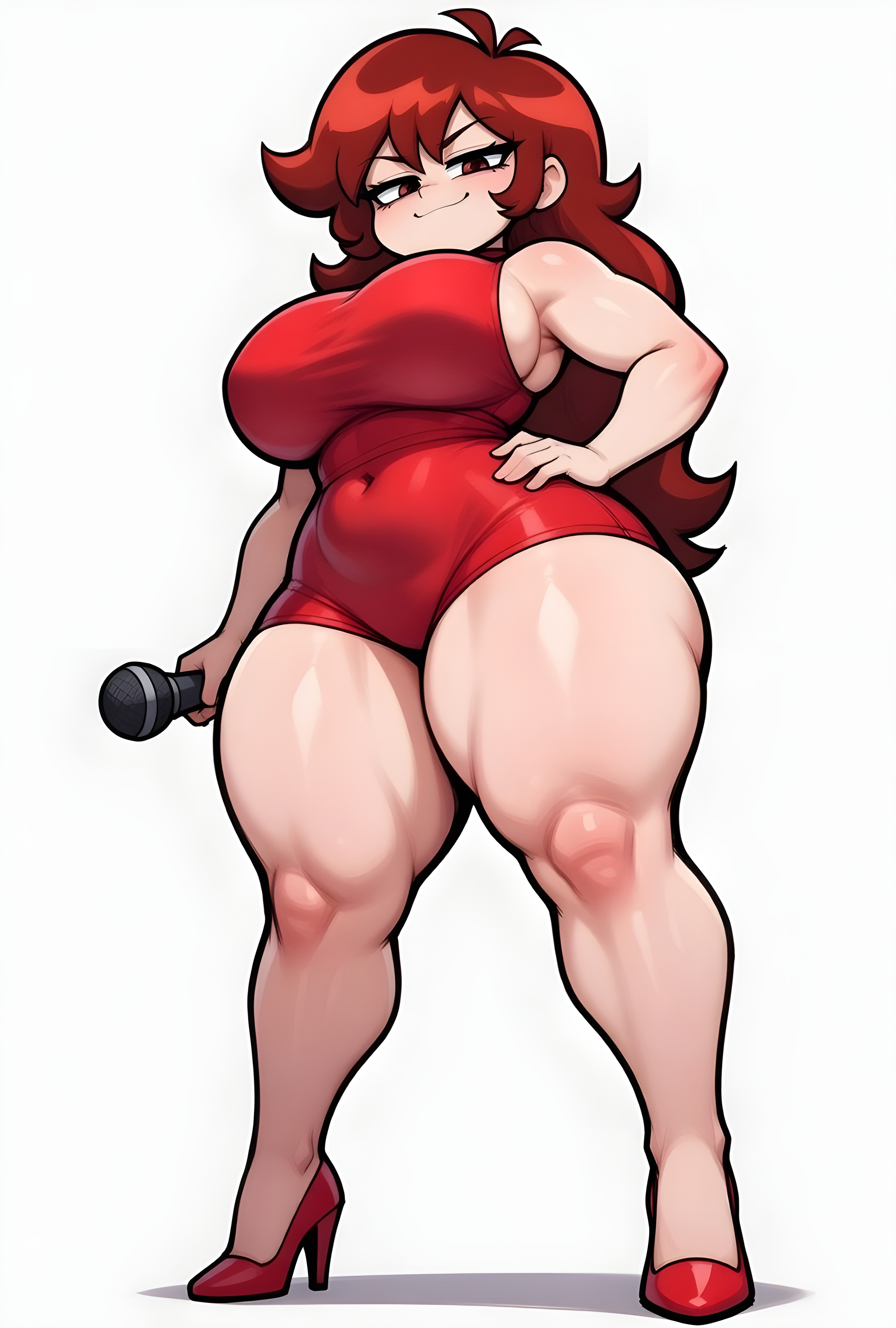 1female, 1girls, ai generated, ass, auburn hair, bedroom eyes, belly bulge, big ass, big breasts, big butt, brasil louco, breasts, bubble ass, bubble butt, clothed, clothed female, dominant, dominant female, female, female only, friday night funkin, full body, full clothed, fully clothed, girlfriend (friday night funkin), high heels, huge breasts, large ass, large breasts, looking at viewer, looking down, milf body, seducing, seducing viewer, seductive, seductive look, seductive pose, seductive smile, sexy, sexy body, sexy pose, shortstack, simple background, solo, solo female, solo focus, tagme, thick, thick ass, thick body, thick butt, thick calves, thick legs, thick thighs, tight clothing, tight dress, voluptuous, voluptuous body, voluptuous female, white background