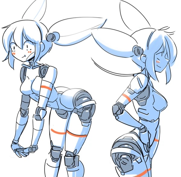 2d, female, nradiowave, robot, robot girl, robot joints, solid color background, standing, tagme, white background, white hair