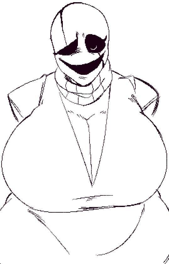 1girls, big breasts, breast focus, breasts, breasts bigger than head, breasts focus, cleavage, deltarune, fem gaster, female, female focus, female only, gaster, huge breasts, pegaka (artist), rule 63, simple background, turtleneck, undertale, undertale (series)