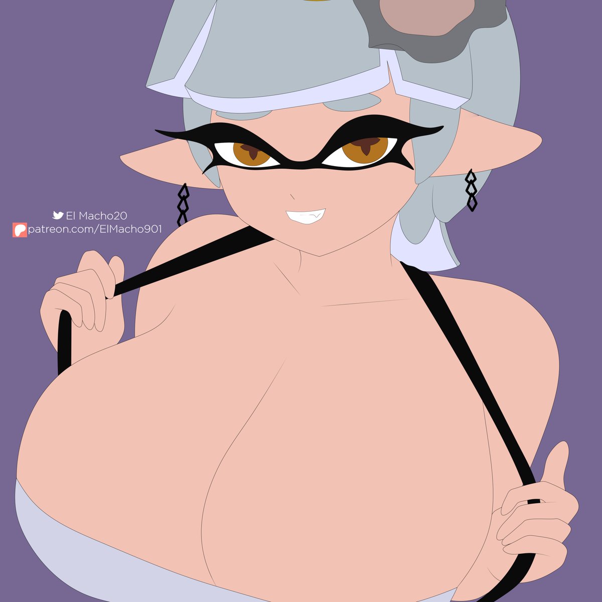 1girls, big breasts, breasts, cleavage, earrings, el macho 20, female, inkling, inkling girl, large breasts, looking at viewer, marie (splatoon), marie (summer nights), nintendo, pointy ears, solo, solo female, solo focus, splatfest, splatoon, splatoon (series), splatoon 3, summer nights splatfest, tagme, tentacle hair