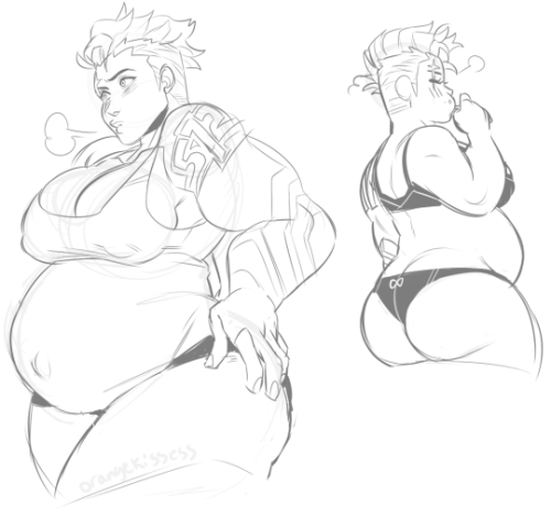 2d belly big_belly blizzard_entertainment clothing female monochrome muscular orangekissess overwatch pregnant sketch solo zarya