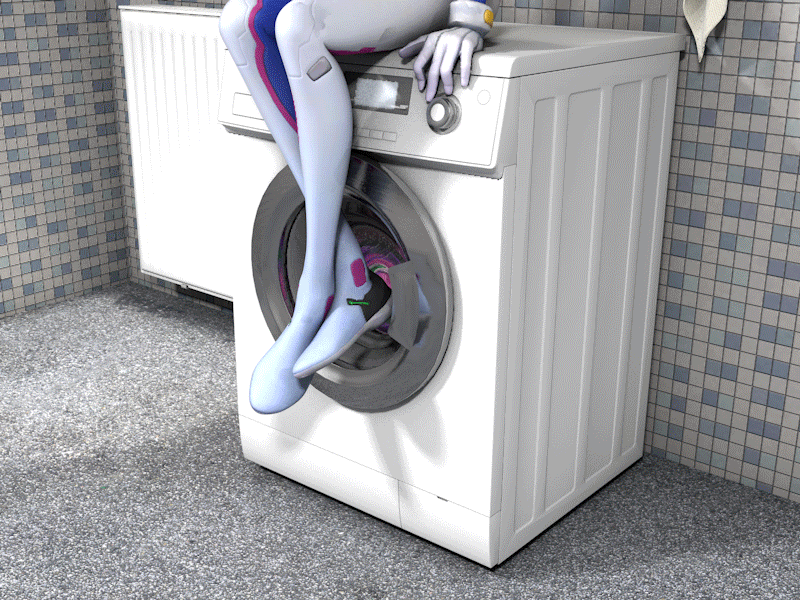 3d, animated, bodysuit, breasts, brown hair, d.va, exposed breasts, female, female only, gif, gloves, long hair, masturbation, nipples, noanon, open mouth, overwatch, overwatch 2, sex toy, sitting on washing machine, tagme, washing machine, washing machine masturbation