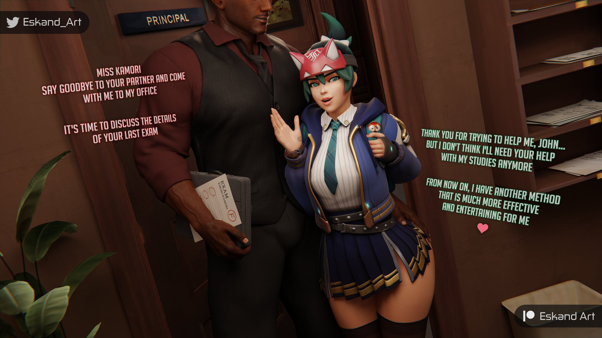 1boy, 1boy1girl, 1girls, 3d, activision, asian, asian female, ass grab, blizzard entertainment, breasts, cuckold pov, curvaceous, curvy, curvy figure, dark skin, dark-skinned male, eskandart, female, hips, imminent cuckold, interracial, kiriko (overwatch), kiriko kamori, legs, light skin, light-skinned female, male, male/female, mature, mature female, overwatch, overwatch 2, overwatch league, slim waist, sophomore kamori, straight, text, thick, thick hips, thick legs, thick thighs, thighs, voluptuous, waist, wide hips