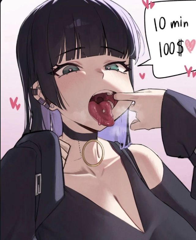 1girls, artist request, black hair, bocchi the rock!, female, open mouth, oral, pa-san, tongue, tongue out, tongue piercing, wet mouth