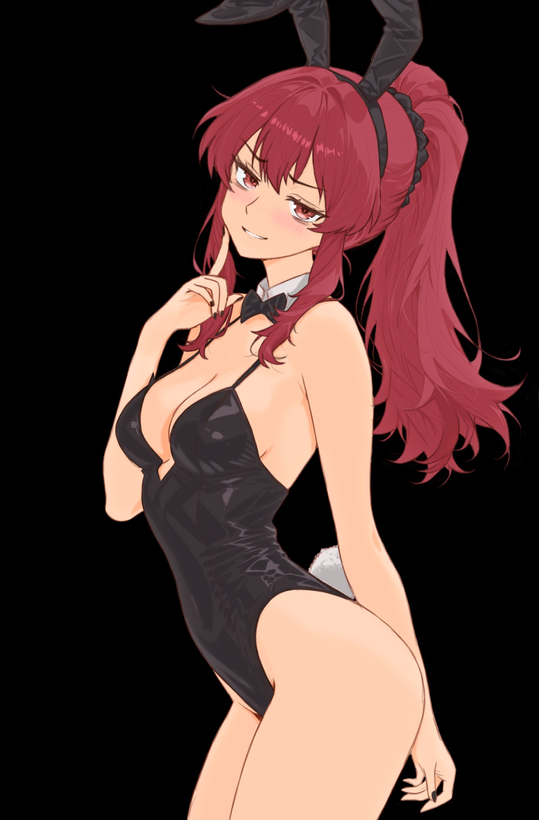 1girls, ass, big ass, big breasts, big butt, big thighs, breasts, bunny girl, bunnysuit, fat ass, female, female only, light-skinned female, oc, panties, red hair, shirt, sitting, solo, thick ass, thick butt, thick hips, thick legs, tsuicaa