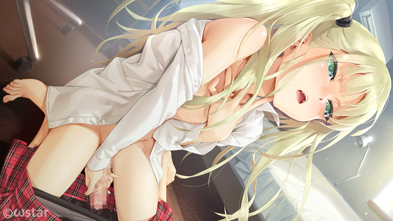 1boy bishoujo_mangekyou clothing crossdressing femboy green_eyes happoubi_jin kannagi_yuuma masturbation skirt tagme