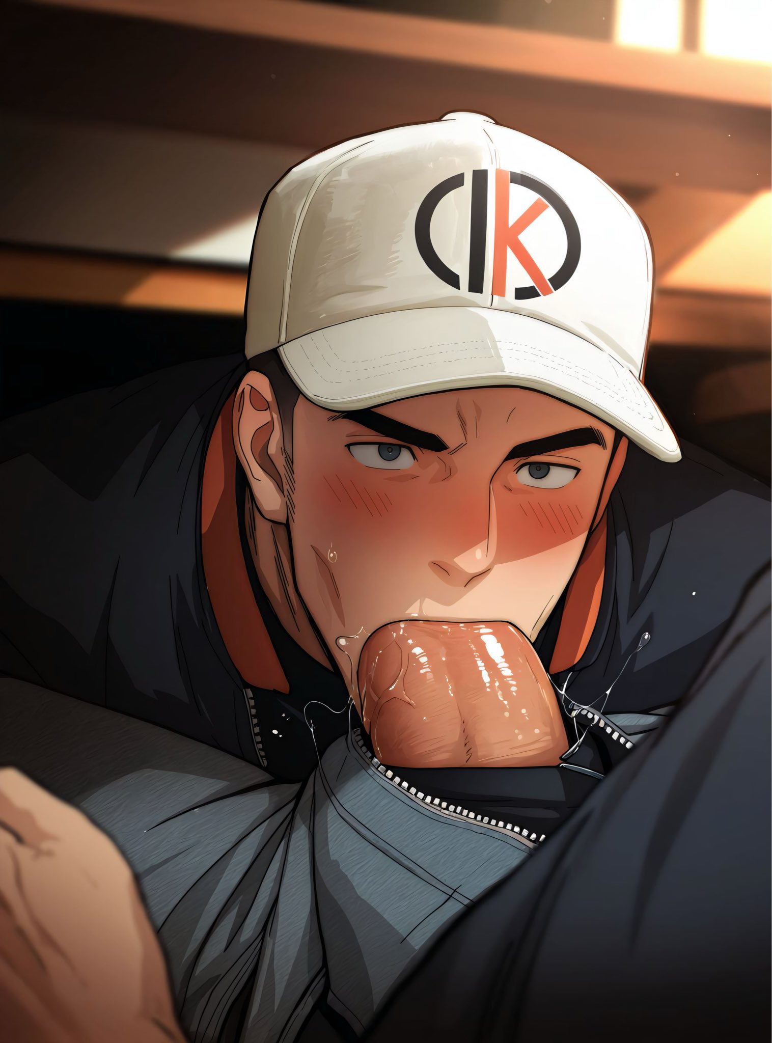 2boys, ai generated, bara, big ass looover, big penis, blowjob, blush, cap, daddy, daddy kink, deepthroat, den doong, dilf, erect penis, erection, fellatio, gay, gay blowjob, gay domination, gay sex, hidden, hidden sex, huge cock, indoors, inside, jeans, large penis, male, male only, male/male, muscular, muscular male, oral, oral penetration, oral sex, pants, pleasure face, sloppy, sloppy blowjob, stealth, stealth fellatio, stealth sex, thick penis, under the table, unzipped, unzipped pants, yaoi