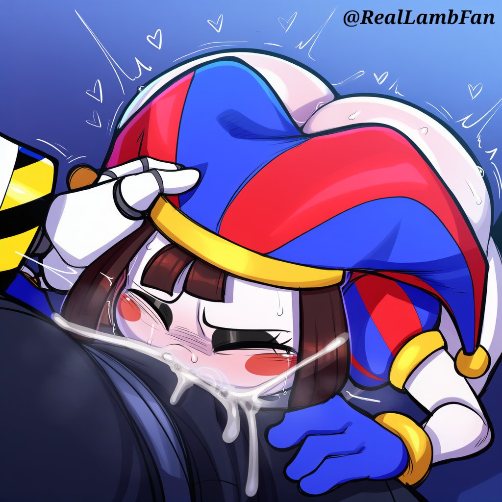 1boy, ahe gao, ai generated, aroused, big eyes, black gloves, blowjob, blush, brown hair, clown, clown girl, crossed eyes, crossover, crying, cum drip, cum in mouth, cum in pussy, cum overflow, cum string, deep throat, deepthroat, dripping cum, dripping saliva, drone, drool, ecstatic, enormous cock, exaggerated anatomy, excessive cum, fellatio, female, glitch productions, glossy, heart, heavy blush, huge cock, hyper penis, hyper proportions, interspecies, jester, jester cap, jester hat, jester outfit, jiggle, male, massive cock, messy, moaning, multicolored eyes, multicolored hat, murder drones, n (murder drones), open mouth, oral, penis in mouth, pink hearts, pleasure face, pomni (the amazing digital circus), pomni outfit, reallambfan, red blue clothing, red blue eyes, red blue hat, robot, robot on humanoid, saliva, saliva trail, screen eyes, shiny skin, short hair, soft, spiral eyes, straight, striped clothes, sweat, sweatdrop, tears, the amazing digital circus, thicc, thick cum, tongue out, veiny penis, visor, wet, white penis, yellow bells, yellow gloves, yellow visor