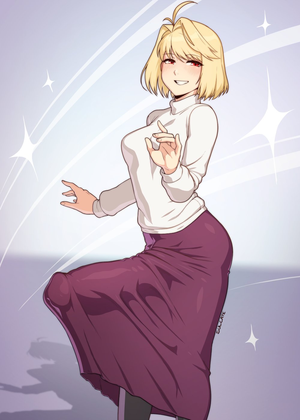 1futa, arcueid brunestud, big penis, blonde futa, blonde hair, bulge, clothed, dick, dickgirl, erect penis, erection, fully clothed, futa only, futanari, hard on, huge cock, large penis, leggings, long skirt, long sleeves, melty blood arcueid figure (meme), meme, penis, red eyes, sulcate, thick thighs, thighs, tsukihime, vampire, vampire girl