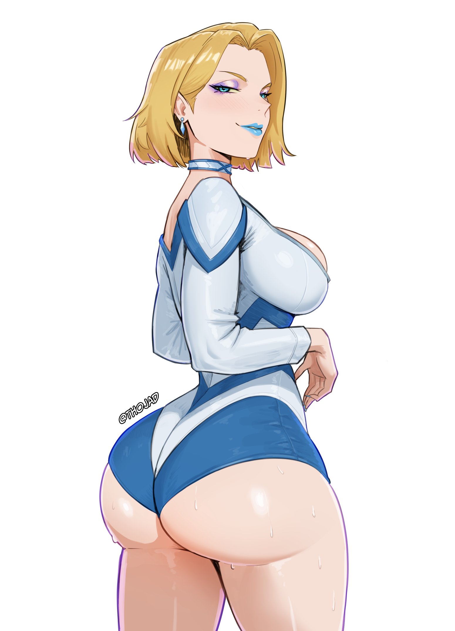 ass focus, big ass, blonde female, blonde hair, blue eyes, bubble butt, dat ass, emma frost, emma frost (marvel rivals), large breasts, marvel, marvel rivals, thick thighs, thojad, white queen, x-men