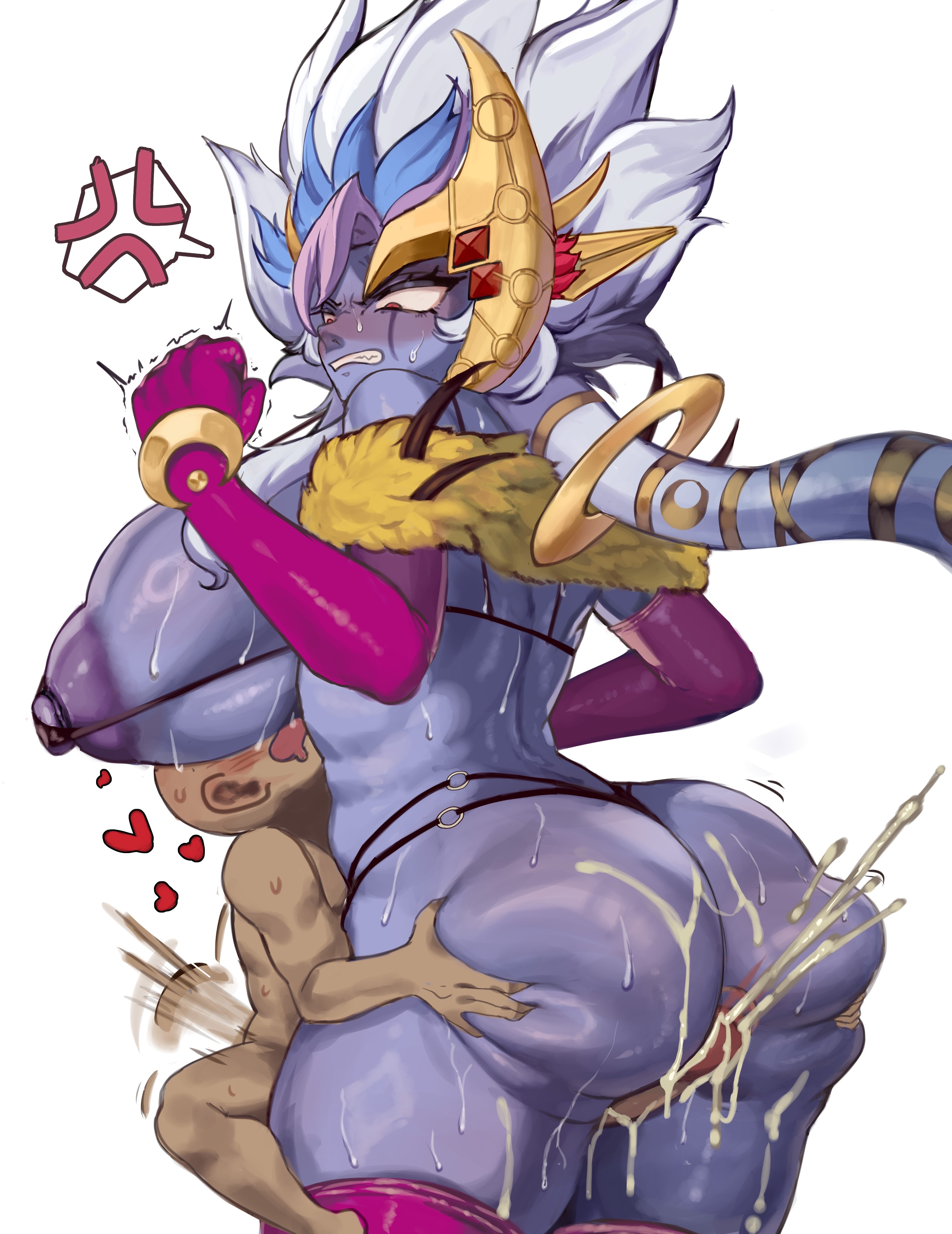 1boy, 1girls, 2d, 2d (artwork), accessory, alternate version available, angry, areolae, ass, assjob, blue areola, blue hair, blue skin, blush, blushing, breasts, buttjob, cat girl, clenched teeth, clenching fist, cum, cum in pussy, cum inside, cum on ass, cumshot, curvy, dark skin, dark-skinned male, duel monster, dwarf, dwarf male, edit, fat ass, female, fist clenched, fnqpfm7250, fringe, gloves, grabbing, grabbing ass, hard sex, heart, heart symbol, hi res, huge ass, huge breasts, hugging, human, humanoid, interspecies, konami, large breasts, legwear, long hair, looking down, lunalight, lunalight leo dancer, male, male/female, micro bikini, multicolored hair, nipples, one hand up, open mouth, penetration, penis, penis between ass, penis between legs, penis between thighs, penis on ass, ponytail, purple areola, purple skin, pussy, rear view, red eyes, rub bel, sex, short hair, side view, sideboob, silver hair, size difference, smaller male, smile, spread ass, standing, standing sex, straight, sweatdrop, teeth, thick ass, thick thighs, thigh sex, thighs, third-party edit, uncensored, voluptuous, wide hips, yu-gi-oh!, yu-gi-oh! arc-v