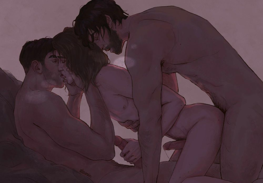 2boys, 2d, 2d (artwork), 3boys, anal, arcane, arcane jayce, arcane viktor, arched back, ass, ass focus, balls, balls deep, beard, beard stubble, bearded, bed, bedroom, bedroom setting, bedroom sex, bent knees, big penis, bigger male, bigger penetrating smaller, black hair, boys, breeding, brown hair, cock, color, colored, couple, couple (romantic), couple sex, cum, cumming, cumming while penetrating, cumshot, dark hair, dark-skinned male, deep penetration, digital media (artwork), dominant male, drooling, femboy, feminine male, fucking, fucking good and hard, full color, gay, gay male, gay sex, grabbing penis, hairy, hairy chest, hairy penis, handjob, handjob while penetrated, handjob while penetrating, holding face, holding penis, jayce, jayce talis, jayvik, kissing, kissing while penetrated, kissing while penetrating, latino, latino male, league of legends, light skin, light-skinned male, long hair, long hair male, loud sex, male, male focus, male only, male/male, male/male/male, moaning, moaning in pleasure, muscular, muscular male, open mouth, pale, pale skin, pale skin male, panting, penis, penis in ass, penis in hand, pink background, romantic couple, romantic sex, selfcest, sex, size difference, skinny male, smaller male, smaller penetrated, stroking penis, submissive male, tan skin, threesome, thrusting hard, thrusting into ass, thrusting into mouth, tongue, tongue out, twink, viktor (league of legends), yaoi