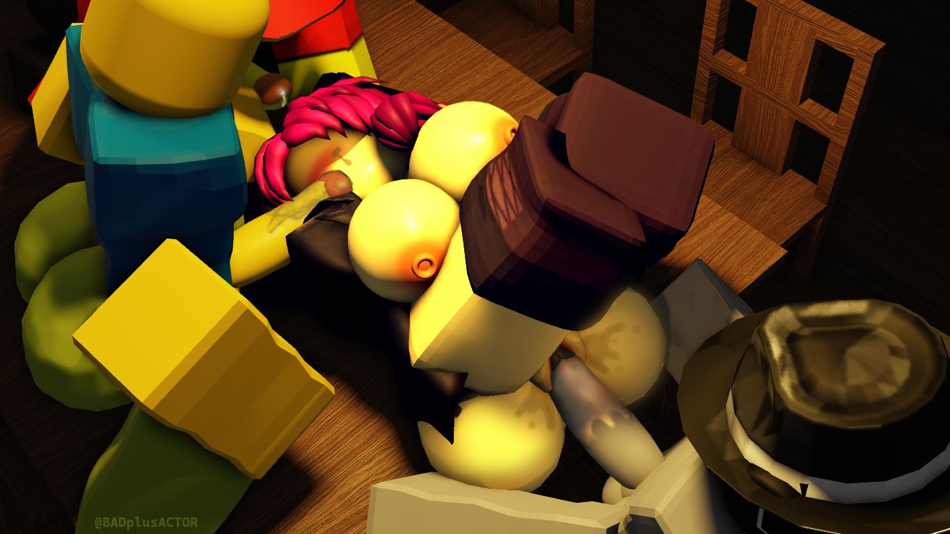1girls, 2026, 3boys, 3d, areolae, artist name, ass, badplusactor, bald, big ass, big breasts, black fedora, black hat, black jacket, blue shirt, blush, boots, bottomless, breasts, breasts out, chair, chance (forsaken), cum, cum trail, dubious consent, elliot (forsaken), fedora, female penetrated, forsaken (roblox), gangbang, green pants, grey skin, jacket, jane doe (forsaken), legs up, lying on back, lying on table, male penetrating, male penetrating female, nipples, no pants, noob (forsaken), nude male, on table, pants, partially clothed, penis, penis out, pink hair, ponytail, precum, precum drip, pussy, pussy juice, red shirt, red sleeves, red visor, roblox, roblox game, robloxian, saliva, saliva trail, shadow over eyes, shirt, short sleeves, sleeveless, sleeveless shirt, sleeves, table, tear, twitter username, vaginal penetration, visor cap, watermark, yellow skin