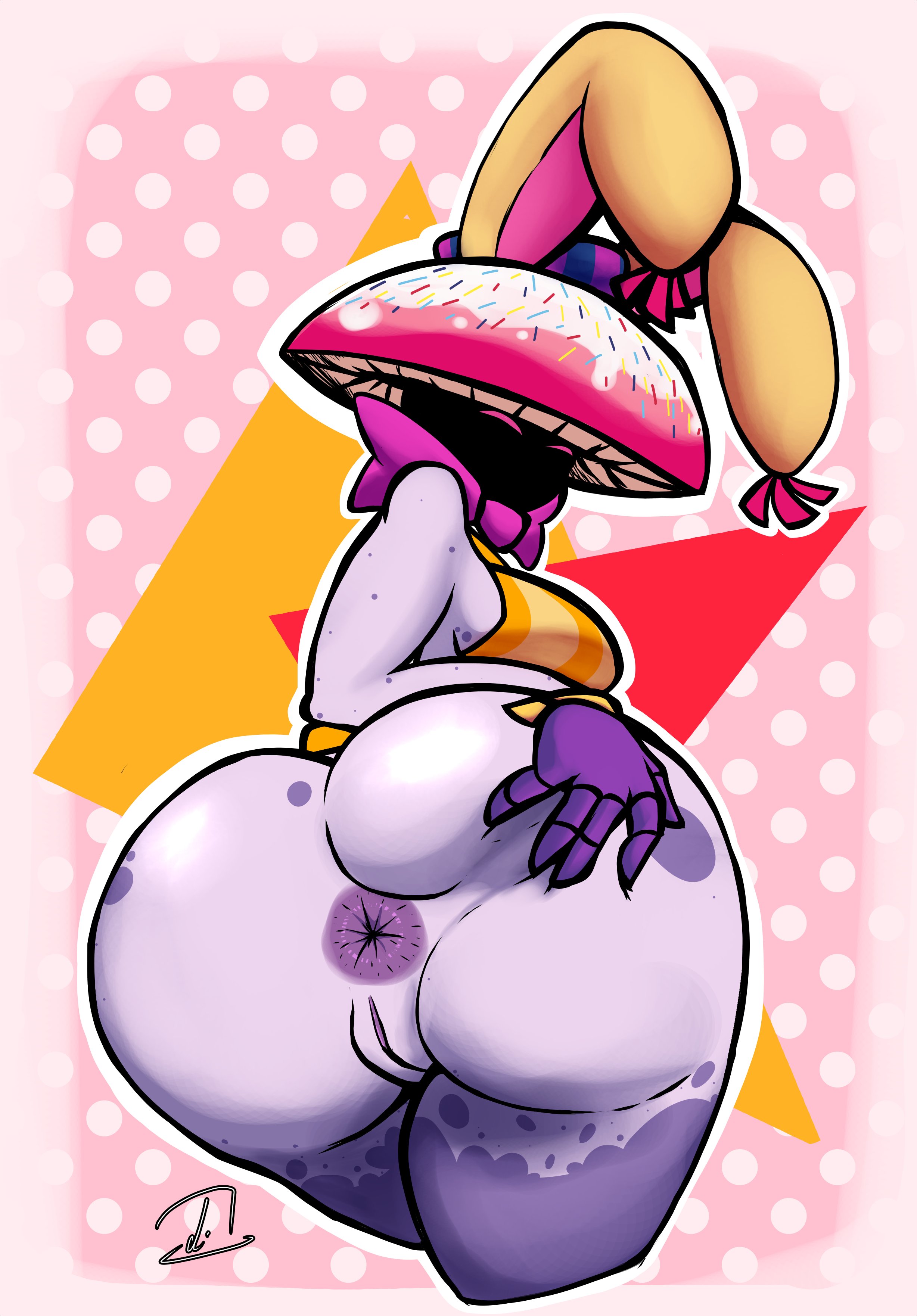 1girls, anthro, anthrofied, anus, ass, beach, bikini, breasts, eli drawings0, female, fit, fit female, flora fauna, golden bikini, mushroom, mushroom humanoid, night cap (pvz:bfn), night-sprinkles (pvz), plant, plant girl, plant humanoid, plantie, plants vs zombies, plants vs zombies: battle for neighborville, plants vs. zombies, popcap games, presenting hindquarters, pussy, spread anus, spreading, sweat