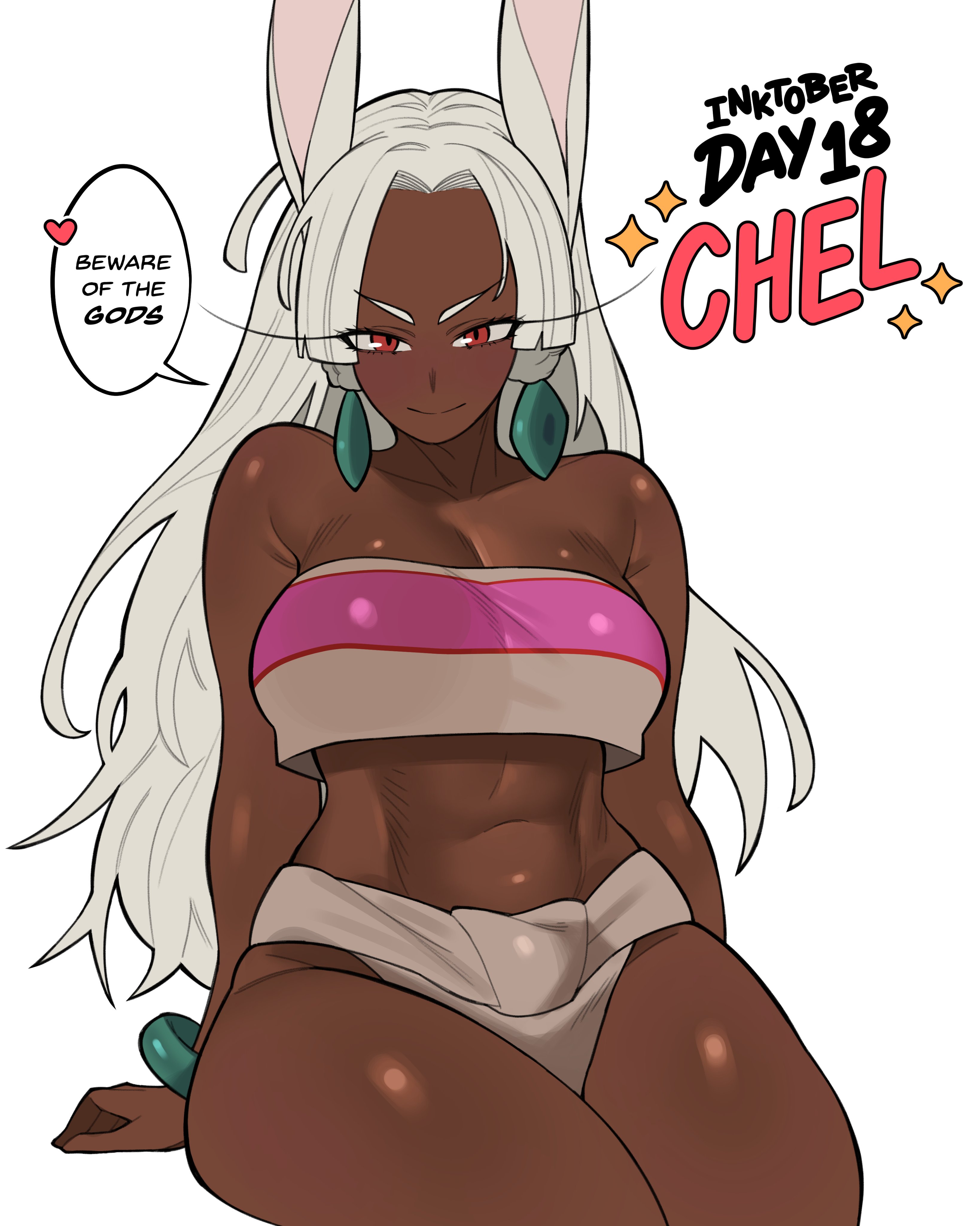 1girls, animal ears, big breasts, boku no hero academia, breasts, chel (cosplay), cosplay, dark skin, dark-skinned female, female, female only, inktober, large breasts, long hair, mirko, miruko, my hero academia, rabbit ears, rumi usagiyama, the road to el dorado, voidloop, white hair, white-haired female