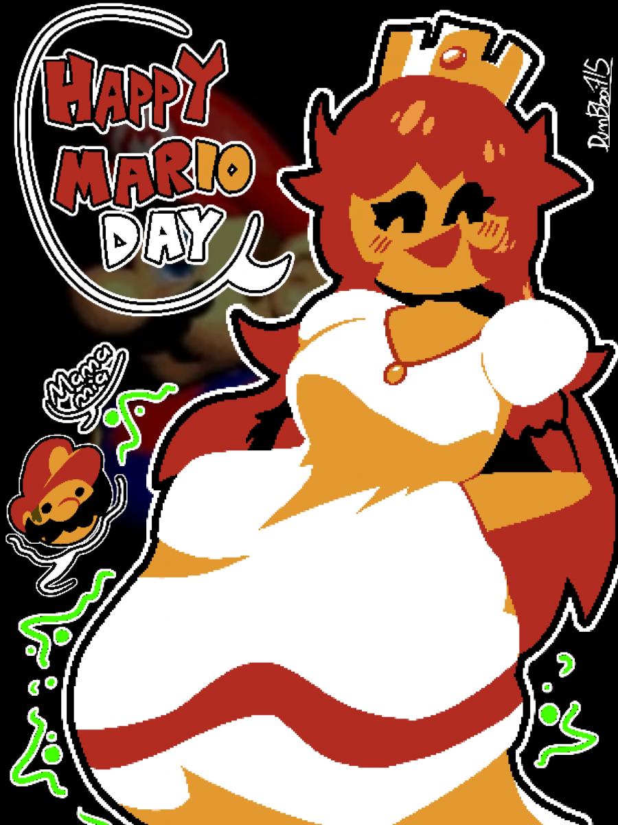 1girls, breasts, dumbboi715, female, female pred, imminent vore, larger female, male, male prey, mar10 day, mario, mario (series), pred, prey, princess, princess peach, princess toadstool, royalty, so retro, super mario bros. (nes), vore, vore belly