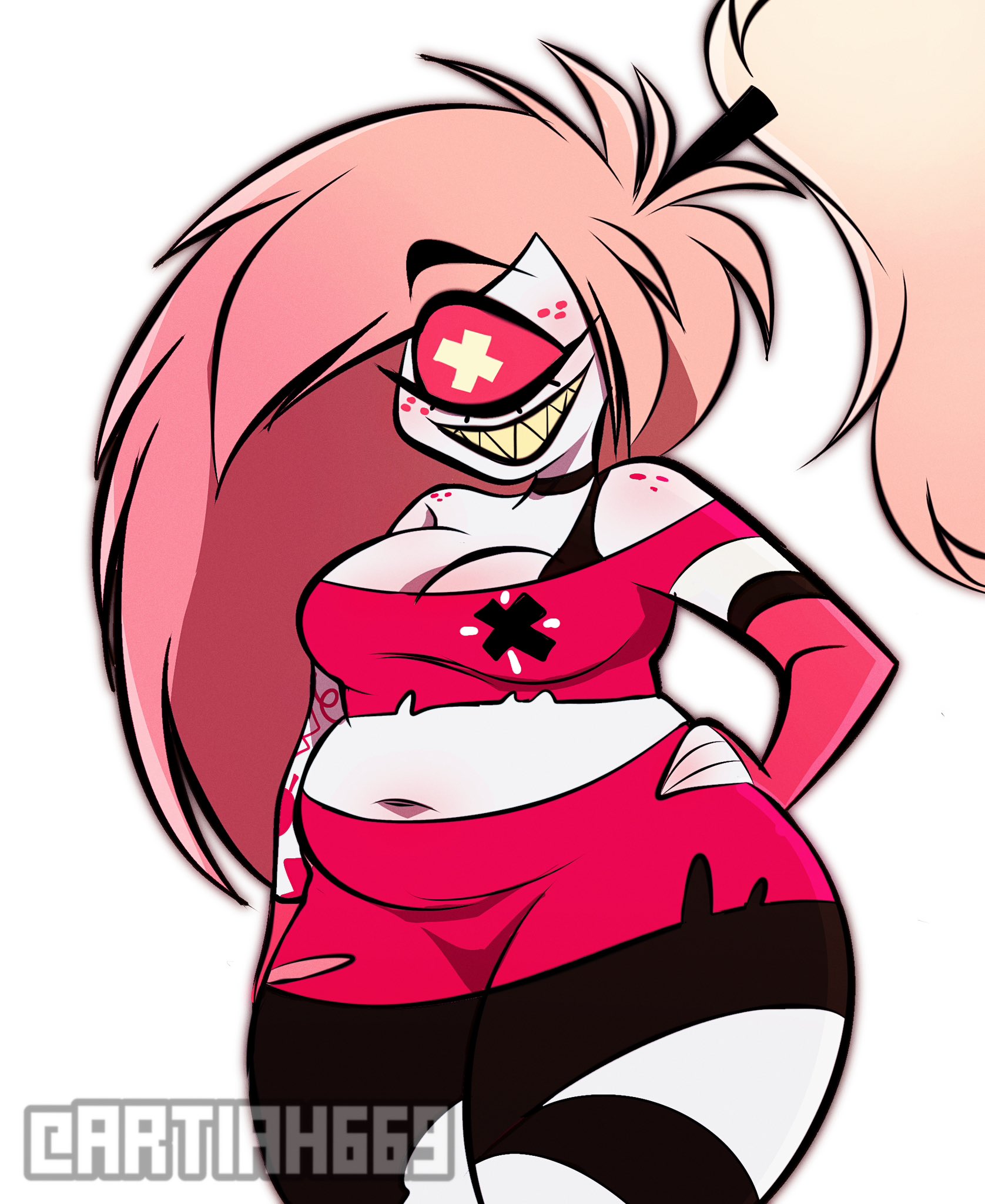 1girls, artiah669, ass, belly, belly bulge, breasts, cherri bomb, chubby, chubby female, curvy, demon, demon girl, female, fleshpie669, freckles, freckles on face, freckles on shoulders, hazbin hotel, mommy material, obese, plus size, pudgy belly, succubus, tattoo, tattoo on arm, tattooed arm, tattoos, thick ass, thick thighs, titties, wife material