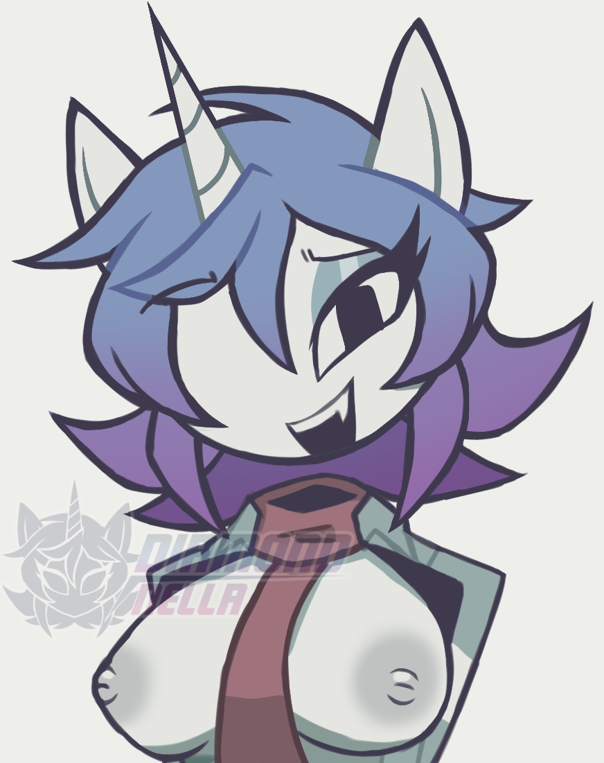 aerolae breasts breasts_out female female_only fundamental_paper_education fundamental_paper_education_oc looking_at_viewer miss_nella_(diamond_nella) nipples open_mouth original_character pony solo unicorn watermark