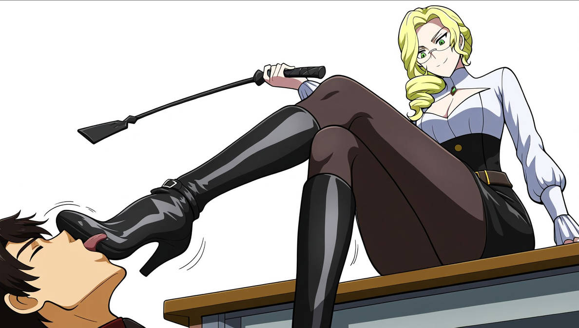 1boy 1boy1girl 1female 1girl 1girls 1male ai-created ai_art ai_assisted ai_generated blonde_female blonde_hair blonde_hair_female boob_window boot_fetish boot_licking boot_worship boots cfnm clothed_female_nude_male crossed_legs dominant_female domination femdom glasses glynda_goodwitch high_heel_boots high_heels knee_boots leather_boots legs_crossed milf older_female pantyhose pencil_skirt riding_crop rwby skirt stockings sweater teacher teacher_and_student tights waist_belt whip yuhaye02
