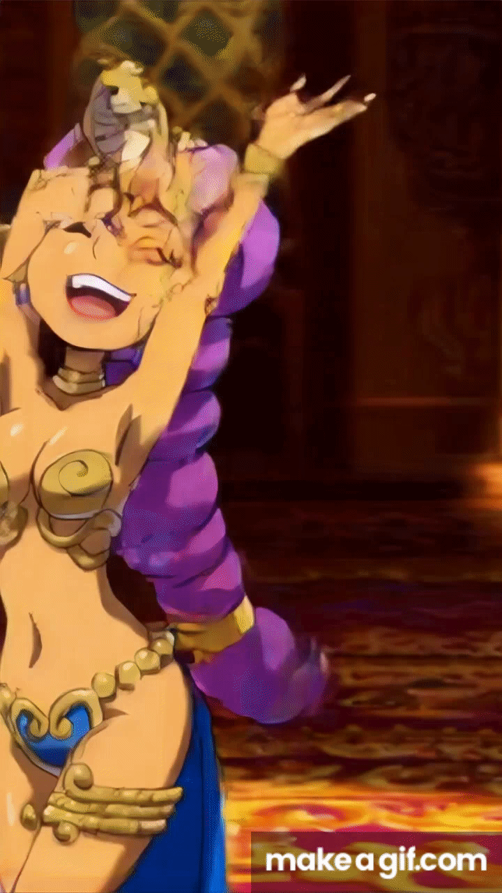 2010s 2d 2d_animation ai ai_generated animated bare_arms bare_legs bare_midriff bare_shoulders bare_thighs belly_button belly_dancer belly_dancer_outfit bikini bikini_top blue_earrings blue_eyes blue_gem blue_gemstone blue_heart_pasties blue_loincloth bra bracelet braided braided_hair braided_ponytail cleavage cobra_tiara collar dancer dancer_class dancer_girl dancer_outfit dancer_shantae dancing dancing_class_outfit earrings eyelashes gem gemstone gold_(metal) gold_bikini gold_bikini_top gold_bra gold_bracelets gold_collar gold_jewelry gold_thigh_ring gold_thighlet gold_tiara golden_bikini golden_bikini_top golden_bra golden_bracelets golden_collar golden_thigh_ring golden_tiara half_genie harem harem_girl harem_jewelry harem_outfit heart_pasties hourglass_figure hourglass_figured_female loincloth long_hair long_ponytail metal_collar midriff navel oddonehere_(artist) pointy_ears ponytail purple_hair shantae shantae_(character) shantae_and_the_pirate's_curse sideass slave slave_bikini slave_collar slave_outfit slavegirl tan_skin tan_skinned_female tanline_island thick_thighs thigh_ring thigh_strap thighlets tiara