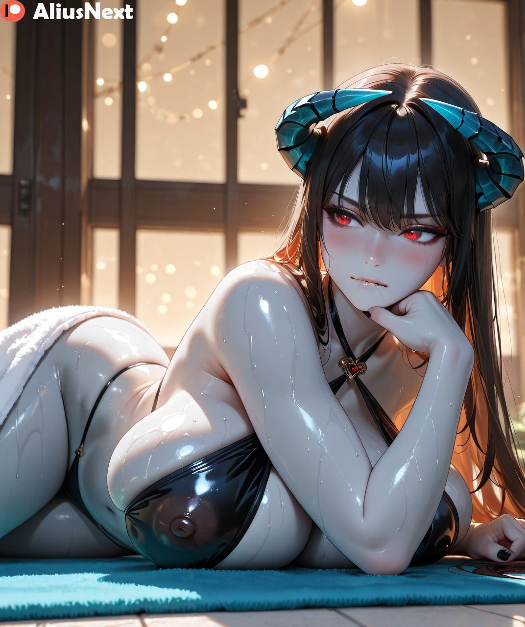 1girls, ai generated, aliusnext, ass, big ass, big breasts, bikini, black hair, breasts, female, female only, grey body, grey skin, hi res, high quality, high resolution, highres, huge ass, huge breasts, light skin, light-skinned female, lingerie, long hair, massive ass, massive breasts, mature, mature female, nipple bulge, nipples, nipples visible through clothing, oc, original, original character, original characters, patreon, phalia, red eyes, slingshot swimsuit, sweat, sweatdrop, sweating, sweaty, sweaty body, sweaty breasts, thick, thick ass, thick hips, thick legs, thick lips, thick thighs
