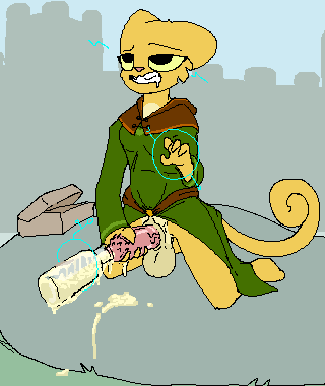 2025, 2d animation, 4 fingers, animal genitalia, animal penis, animated, anthro, balls, bodily fluids, bottle, breasts, clenched teeth, clothed, clothing, container, cum, cum in bottle, cum in container, cumshot, curling tail, digital media (artwork), drooling, ejaculation, endless orgasm, erection, felid, feline, feline genitalia, feline penis, fingers, fur, futanari, genital fluids, genitals, infinite cum, infinite genital fluids, intersex, katia managan, khajiit, kneeling, loop, magic, magic user, male, male only, mammal, masturbation, microsoft, orgasm, outside, partially clothed, penile, penile masturbation, penile spines, penis, pixel (artwork), prequel adventure, robe, saliva, scrotum, scrotum flap, short playtime, solo, tail, teeth, telekinesis, the elder scrolls, throbbing, throbbing balls, twokindswierdo, yellow body, yellow fur