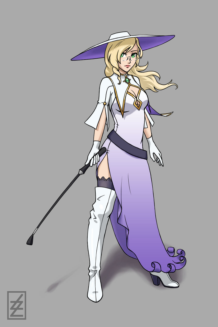 1female 1girls aged_down blonde_female blonde_hair blonde_hair_female boob_window boots breasts dress dress_slit embroidered_dress embroidery female female_focus female_only glasses gloves glynda_goodwitch gown high_heel_boots high_heels leather_boots long_dress long_hair pantyhose pencil_skirt purple_clothing rainshadowartist riding_crop riding_whip rwby safe safe_for_work skirt slit_dress stockings summer_hat thigh_boots thigh_highs thighhigh_boots thighhighs thighs tights waist_belt whip white_boots white_gloves
