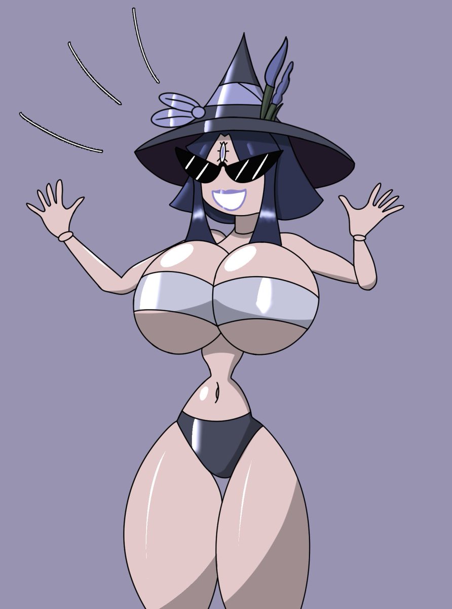 armpits ass bimbo bimbo_body bimbofication bimbofied body_modification breasts crabla dollification female huge_breasts huge_thighs implied_transformation knick_knack permanent_smile short_hair smile sunglasses sunglasses_on_face sunnification thick_thighs thin_waist tinted_eyewear transformation wide_hips witch_hat