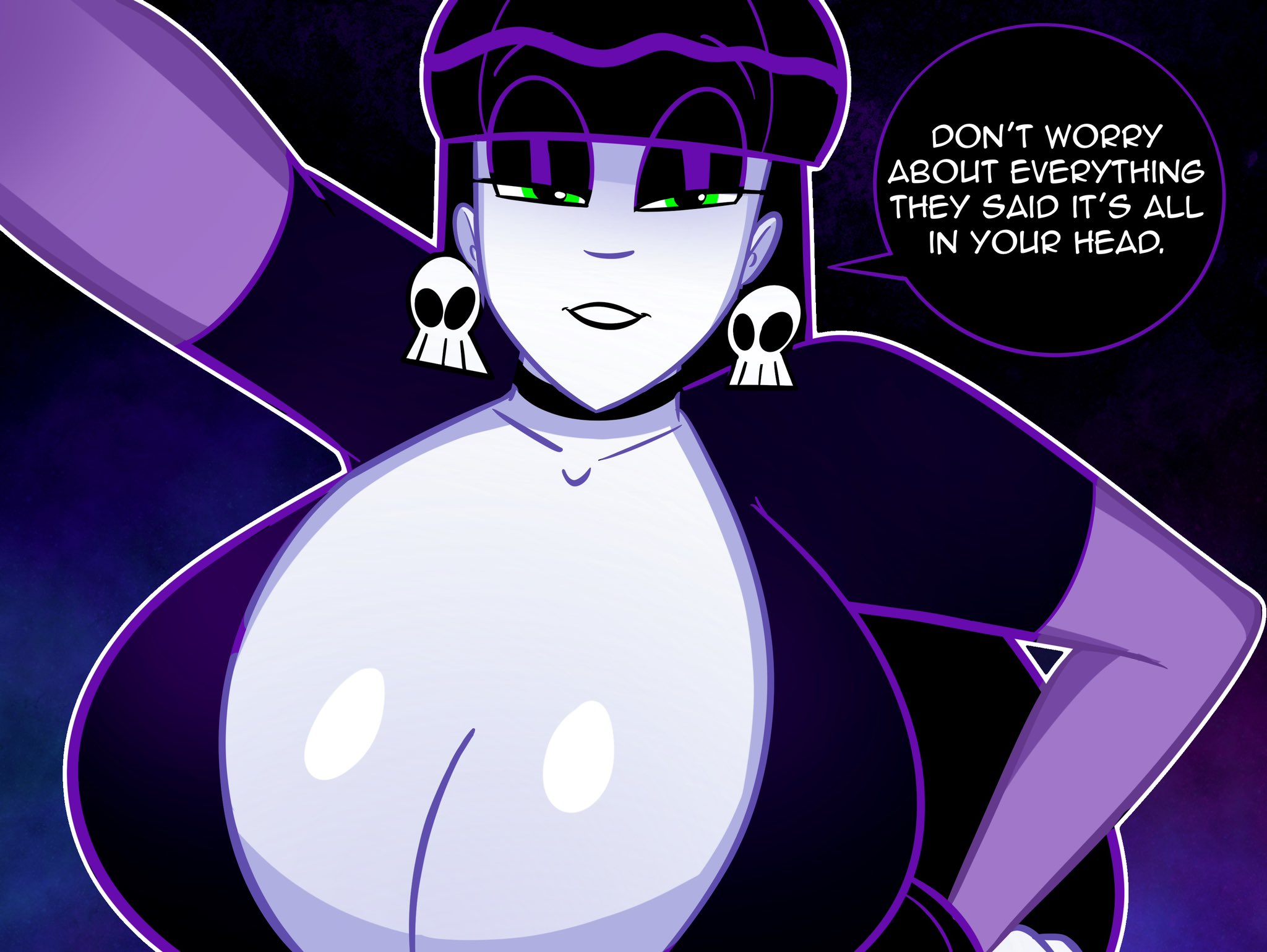 1girls, ass, atomickingboo, big ass, big breasts, black hair, breasts, bust, busty, curvaceous, curvy, curvy figure, dark hair, digital media (artwork), female, gigantic breasts, goth, goth girl, green eyes, hips, hourglass figure, huge ass, huge breasts, large ass, large breasts, legs, light skin, light-skinned female, lindel dollice quilten, massive breasts, mature, mature female, oc, original, original character, pale skin, pale-skinned female, round ass, round breasts, round butt, the besties (atomickingboo), thick, thick hips, thick legs, thick thighs, thighs, voluptuous, voluptuous female, waist, wide hips