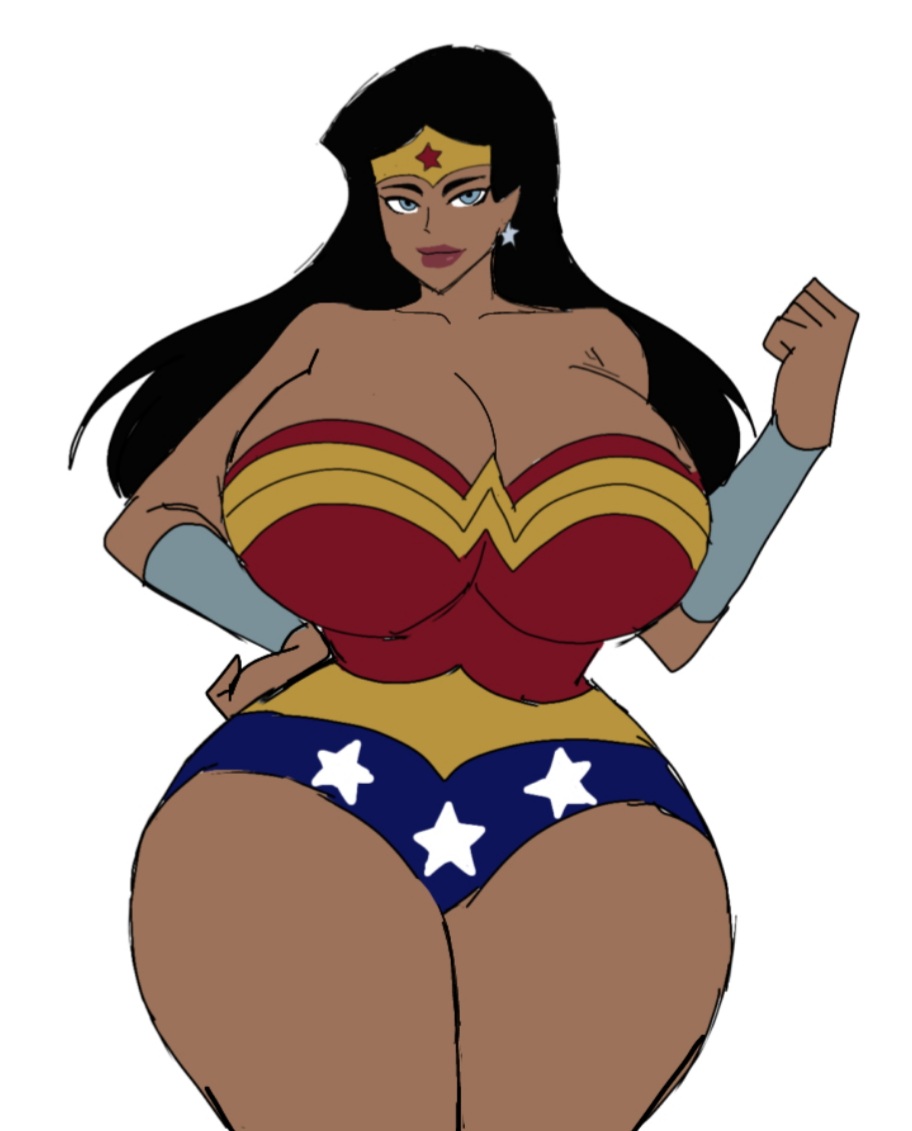 1girls, 2d, 2d (artwork), alternate body type, alternate breast size, bare arms, bare shoulders, bare thighs, big breasts, black hair, black-haired female, blue eyes, blue-eyed female, breasts, breasts bigger than head, busty, busty female, clothed, clothed female, crown, curvy, curvy body, curvy female, curvy figure, dc, dc comics, dcau, digital drawing (artwork), digital media (artwork), female, female only, hips, hips wider than shoulders, huge breasts, justice league, justice league unlimited, large breasts, long hair, long-haired female, momiji (artist), non-nude, simple background, solo, solo female, superhero, superhero costume, superheroine, superheroine costume, thick legs, thick thighs, thighs, thighs bigger than head, tight clothing, upper body, voluptuous, voluptuous female, white background, wonder woman, wonder woman (dcau)