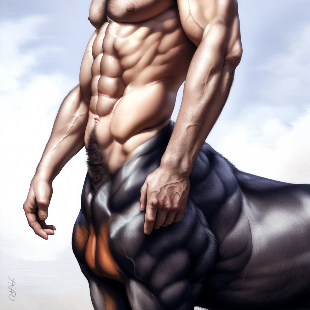 1boy 2024 abs ai_generated avaru body_hair brown_body brown_fur centaur equid equid_taur equine fur human humanoid humanoid_taur male male_centaur male_focus male_only mammal mammal_taur muscular muscular_male nipples solo taur