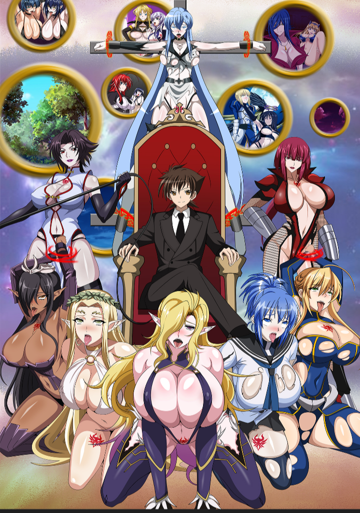 18girls 1boy 6+girls akame_ga_kill! anime_nose artoria_pendragon artoria_pendragon_(lancer) asagi_igawa better_version_at_source big_breasts blonde_hair blue_hair breasts breasts_bigger_than_head brown_hair celestine_lucullus character_request clothed copyright_request cringe crossover dark-skinned_female dark_skin esdeath_(akame_ga_kill!) fate/grand_order fate_(series) female femsub harem high_school_dxd huge_breasts human hyoudou_issei igawa_asagi kalawarner kampfer kuroinu_~kedakaki_seijo_wa_hakudaku_ni_somaru~ large_breasts lowres male maledom misery_stentrem mittelt multiple_girls no_visible_genitalia oboro_(taimanin_asagi) olga_discordia raynare red_hair rias_gremory senou_natsuru straight taimanin_(series) tongue tongue_out youkoso!_sukebe_elf_no_mori_e yxyyxy