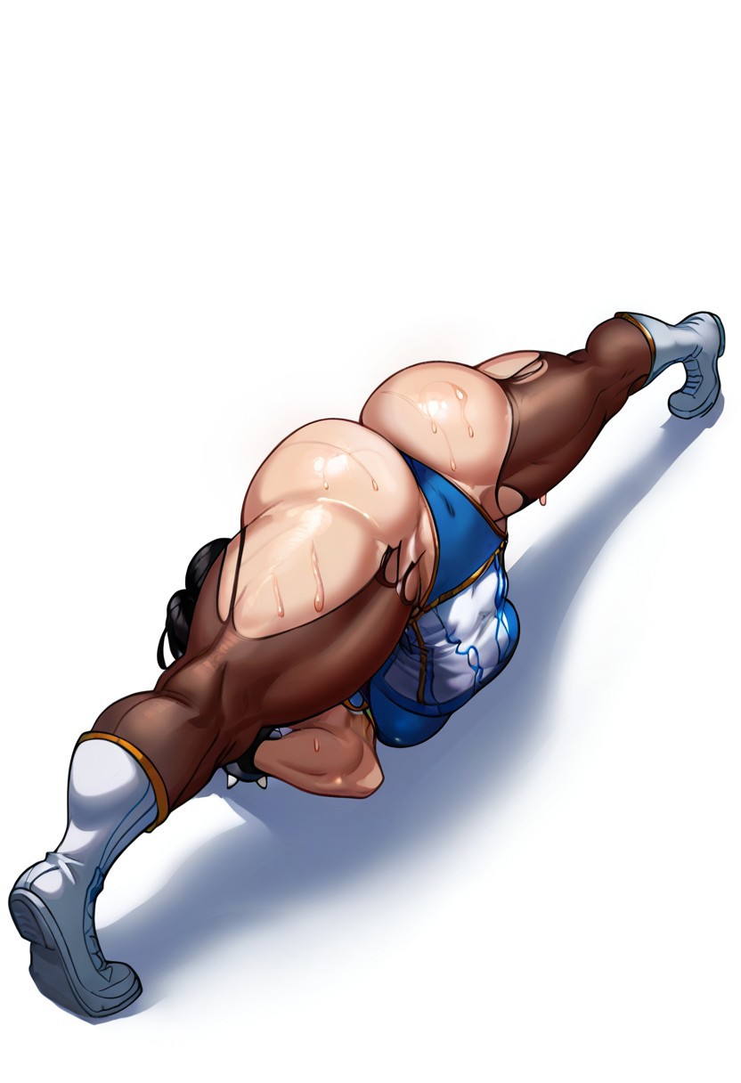 ai_generated ass_up bottom_heavy chun-li dat_ass face_down_ass_up fat_ass full_body hi_res leg_split on_ground ripleg_splripped tagme