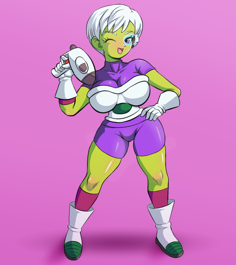 battle_armor battle_armor_(dragon_ball) bigduck cheelai curvy curvy_figure dragon_ball dragon_ball_super female frieza_army_armor frieza_battle_armor green_body green_skin short_hair tagme white_hair