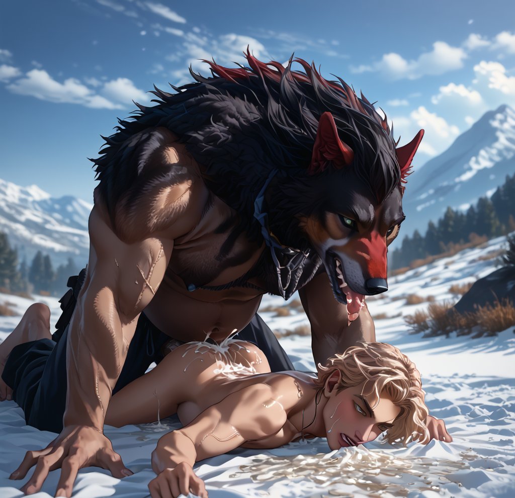 2boys abs ai_generated anal anal_sex animal_penis anthro anthro_dominating_human anthro_penetrating_human arm_hair ass back back_muscles balls bara big_balls big_dom_small_sub big_muscles big_pecs big_penis canid canine canine_penis chest_hair cum cum_drip cum_in_ass cum_inside cum_on_ass cum_on_balls cum_on_body cum_on_penis cum_while_penetrated daddy doggy_style dominant dominant_anthro dominant_male drooling duo ejaculation erection gay hair hairy_male holding_partner huge_cock huge_muscles human human_on_anthro human_penetrated humansub hunk interspecies larger_anthro larger_male male male/male male_only male_penetrated male_penetrating_male muscular muscular_anthro muscular_human muscular_male nipples nude orgasm pecs penetration penis penis_in_ass pubic_hair sex simultaneous_orgasms size_difference smaller_human smaller_male smaller_penetrated submissive submissive_human submissive_male viebitte werewolf wolf yaoi