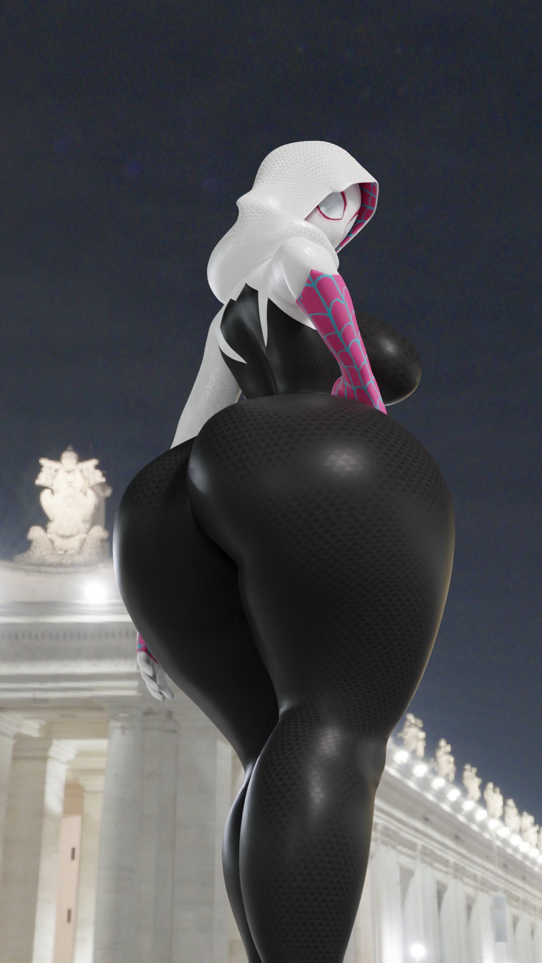 1girls 3d 3d_(artwork) ass ass_bigger_than_head ass_focus behind_view big_ass big_breasts big_butt blender bottom_heavy breasts bubble_butt clothing curvaceous curvy curvy_figure dat_ass dumptruck_ass female female_only fully_clothed gwen_stacy hand_on_hip hood hood_up huge_ass huge_breasts looking_at_viewer looking_back looking_back_at_viewer low-angle_view marvel night public slim_waist slugcats_(artist) solo solo_female spider-gwen spider-man:_into_the_spider-verse spider-man_(series) suit tagme thick_thighs voluptuous voluptuous_female wide_hips