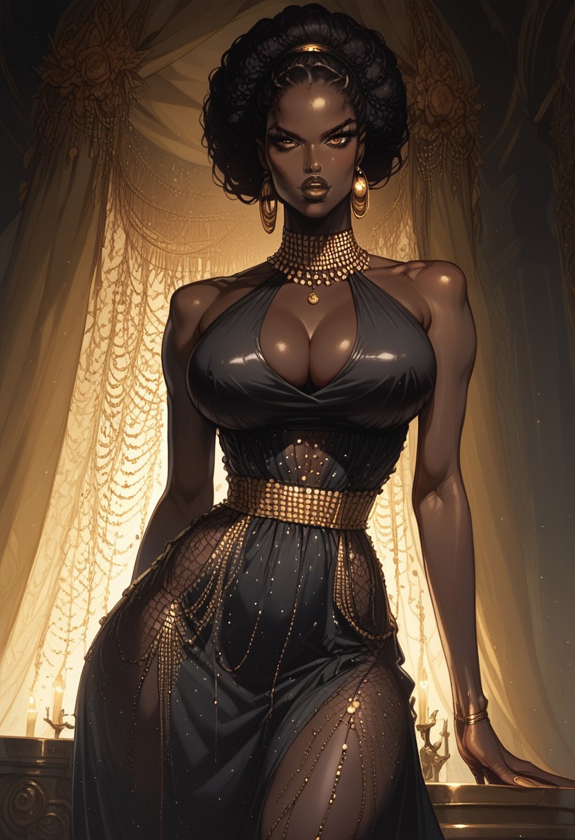 1girls ai_generated dark-skinned_female jokerofhearts narrow_waist solo wide_hips