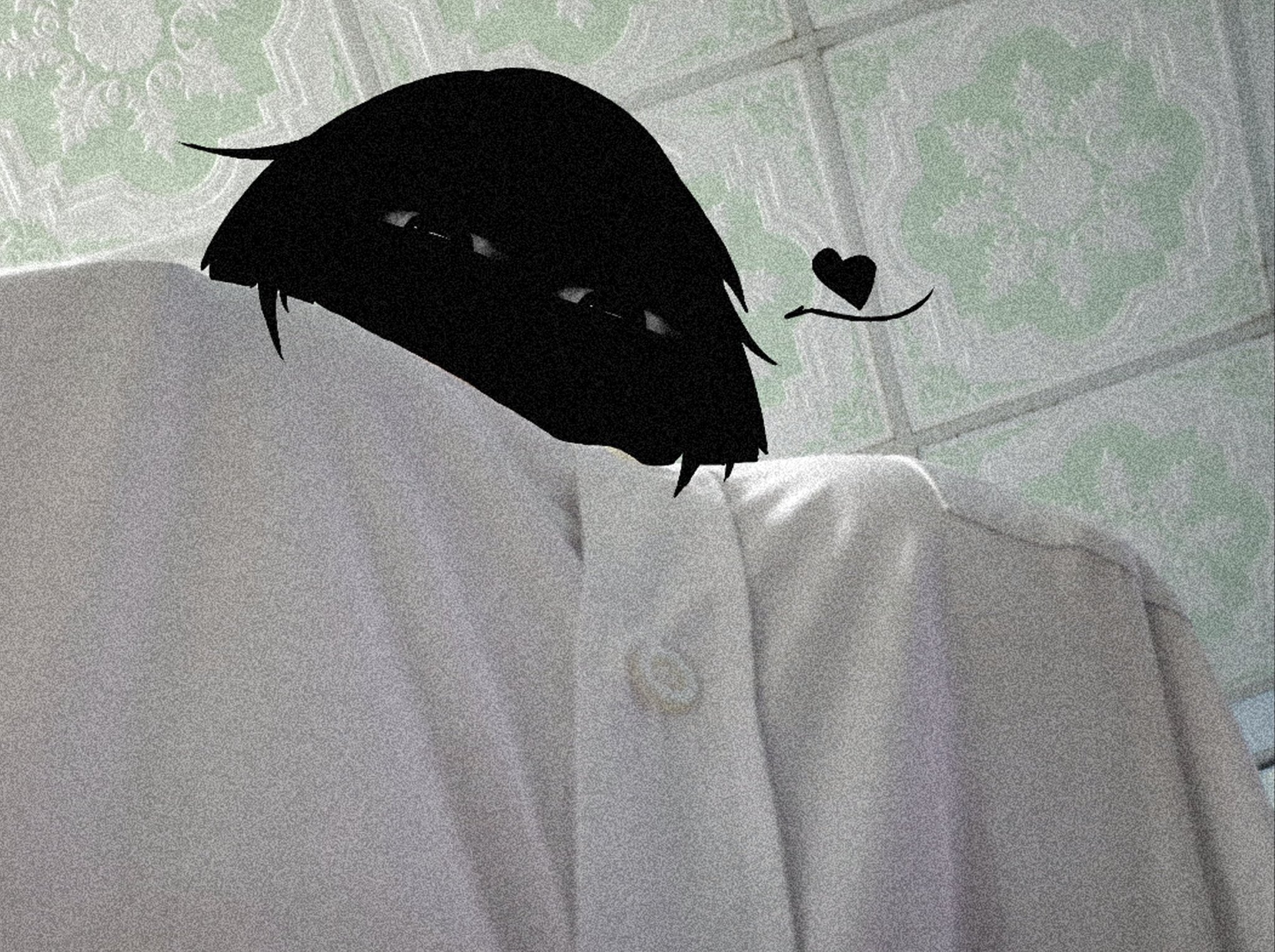 big boobs, big breasts, black body, black eyes, black hair, black skin, breasts, entity, female, huge boobs, huge tits, humanoid, monster, nate hand gesture, shirt, staring, staring at viewer, tagme, tie, tits, void, white shirt