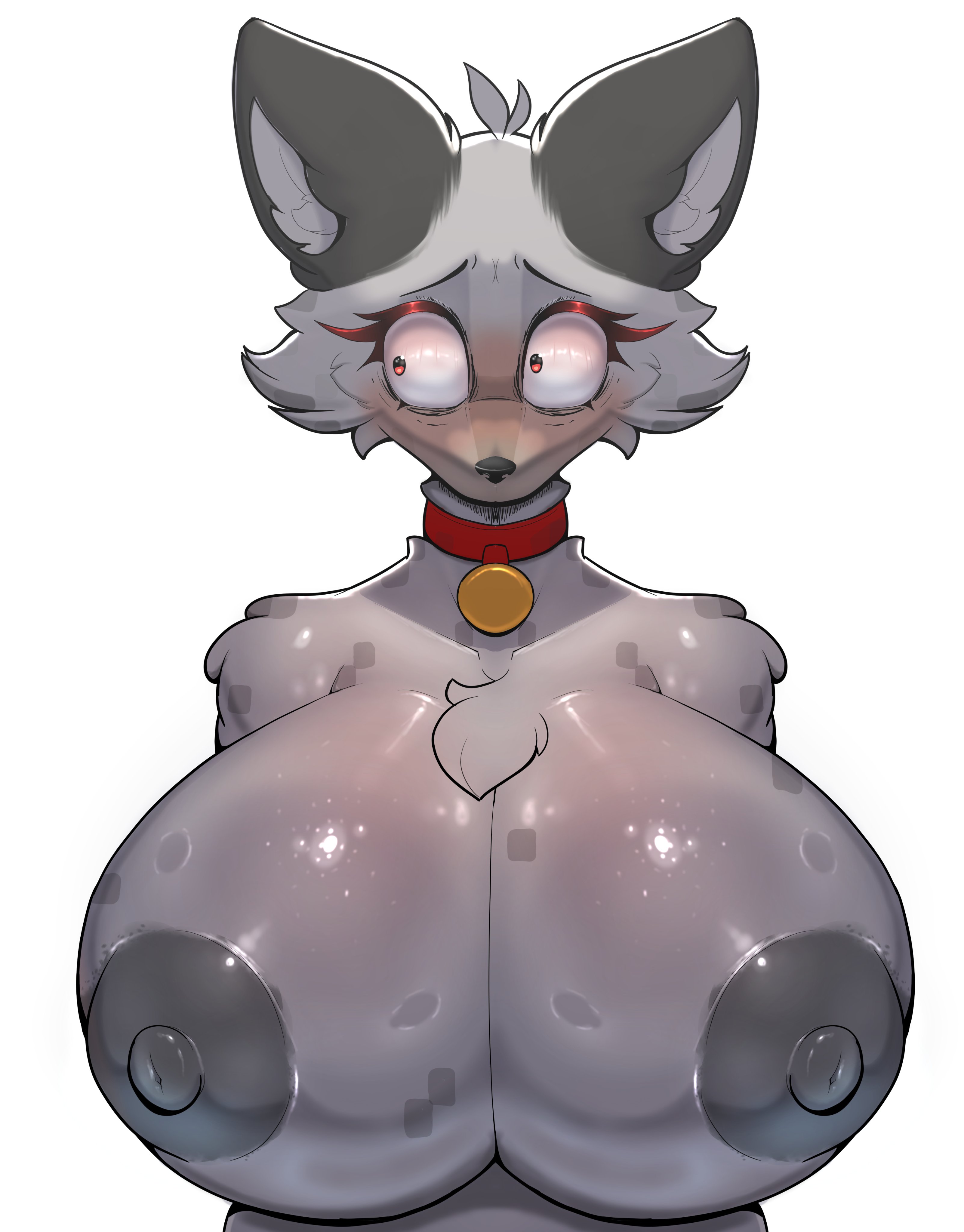 1female, 1females, 1girl, 1girls, 2026, anthro, anthrofied, big breasts, breasts, breasts bigger than head, canid, canine, canis, collar, ears, elzorrogomita, female, female only, foxgumie, furry, giant breasts, gigantic breasts, grey body, grey fur, huge breasts, jerry (lookout3d), large breasts, looking away, looking to the side, massive breasts, minecraft, multicolored body, multicolored fur, naked, naked female, nipples, nude, nude female, pale wolf (minecraft), twitter, wide eyed, wolf, wolf (minecraft), wolf girl