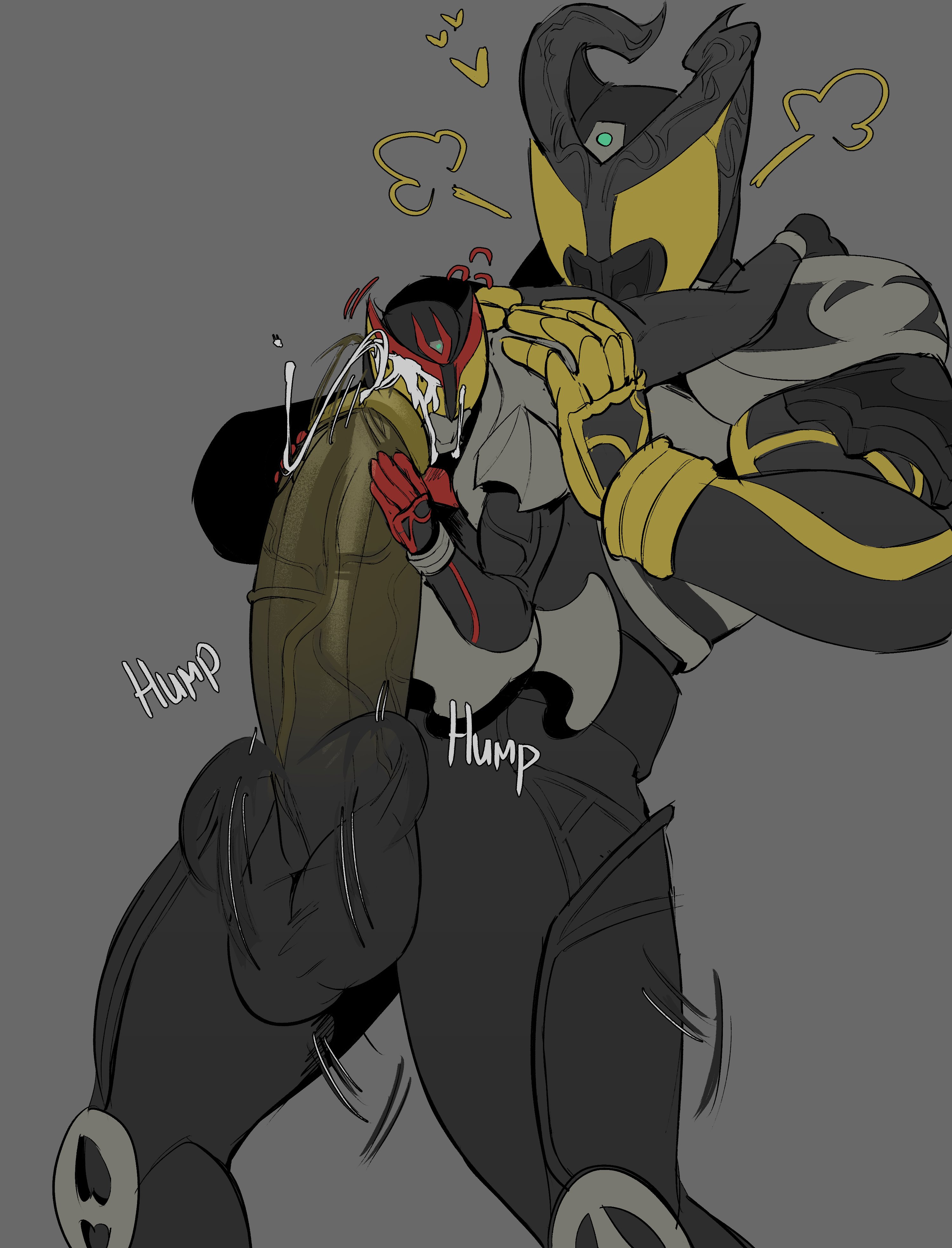 2boys, afterimage, armor, armored male, balls, bat, belt, big balls, big penis, chastisedhorns, cock against cheek, cum, cum on face, english text, face humping, gay, gay sex, grey armor, hands on penis, heart, heart symbol, heavy breathing, helmet, humping, hyper penis, kamen rider, kamen rider arc, kamen rider kiva, kamen rider kiva (series), large penis, legs on shoulders, lifted by another, lifting, male, male focus, male only, male/male, mask, masked, masked male, motion blur, motion lines, onomatopoeia, orgasm, penis, penis against cheek, penis against face, penis out, red armor, size difference, text, two-tone penis, vampire, yaoi, yellow eyes