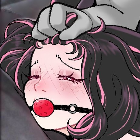 black_hair bondage bondage bunny down ear eyes force gag gagged girl grab hair half harness kidnapped kuramichii lewd multicolored_hair open outfit pink_eyes pink_hair pinned rabbit rabbit_ears rabbit_girl rape raped restrained sex