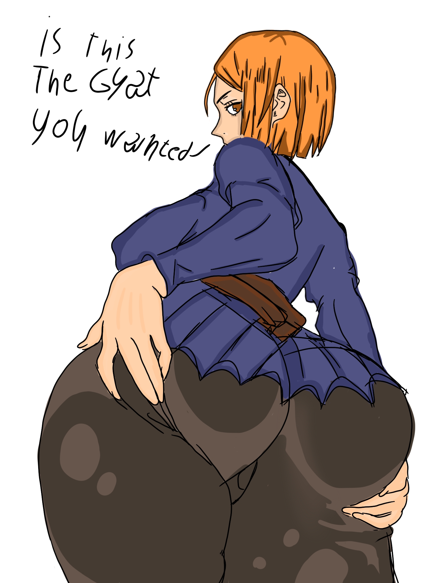 1girls, ass, clothing, female, fully clothed, jujutsu kaisen, kugisaki nobara, martinnn (artist), nobara kugisaki, self upload, spread ass