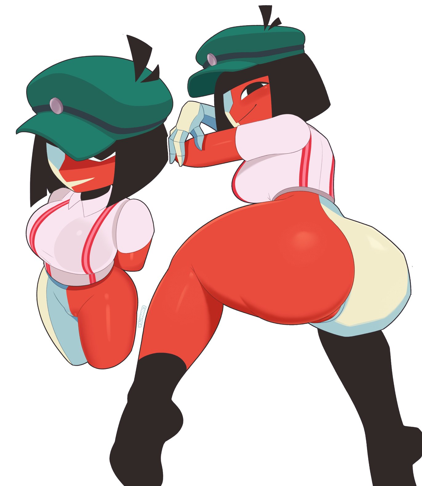 1girls 2025 2d 2d_(artwork) alternate_ass_size alternate_body_type ass big_ass big_breasts big_butt big_thighs bottomless breasts butt cute dream_bbq ena ena_(dream_bbq) ena_(series) exqmaster female female_only hat high_resolution highres huge_ass huge_thighs multicolored_body pussy red_body solo solo_female tagme thick_thighs thighs two_tone_body white_body